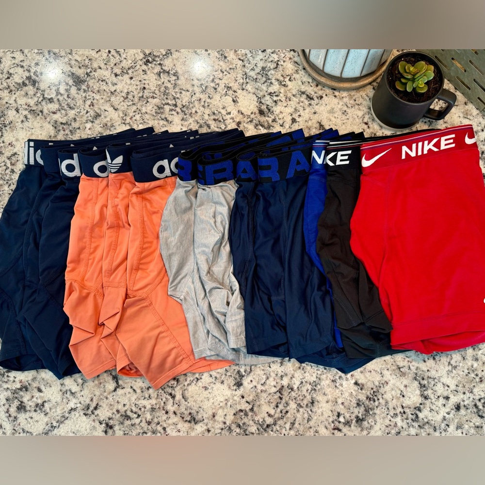 Lot of 13 Men’s Boxer Briefs: Adidas, Nike, Under Armour, Men’s L